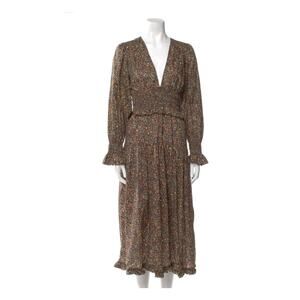 Doen Cecily Midi Dress Long Sleeves Boho Liberty Fabrics Black Poppy Bell XL